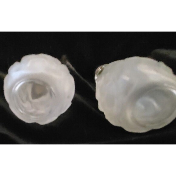 Vintage Clear & Satin Glass Rose Pattern Salt & Pepper W/Sterling Silver Lids - Picture 3 of 3